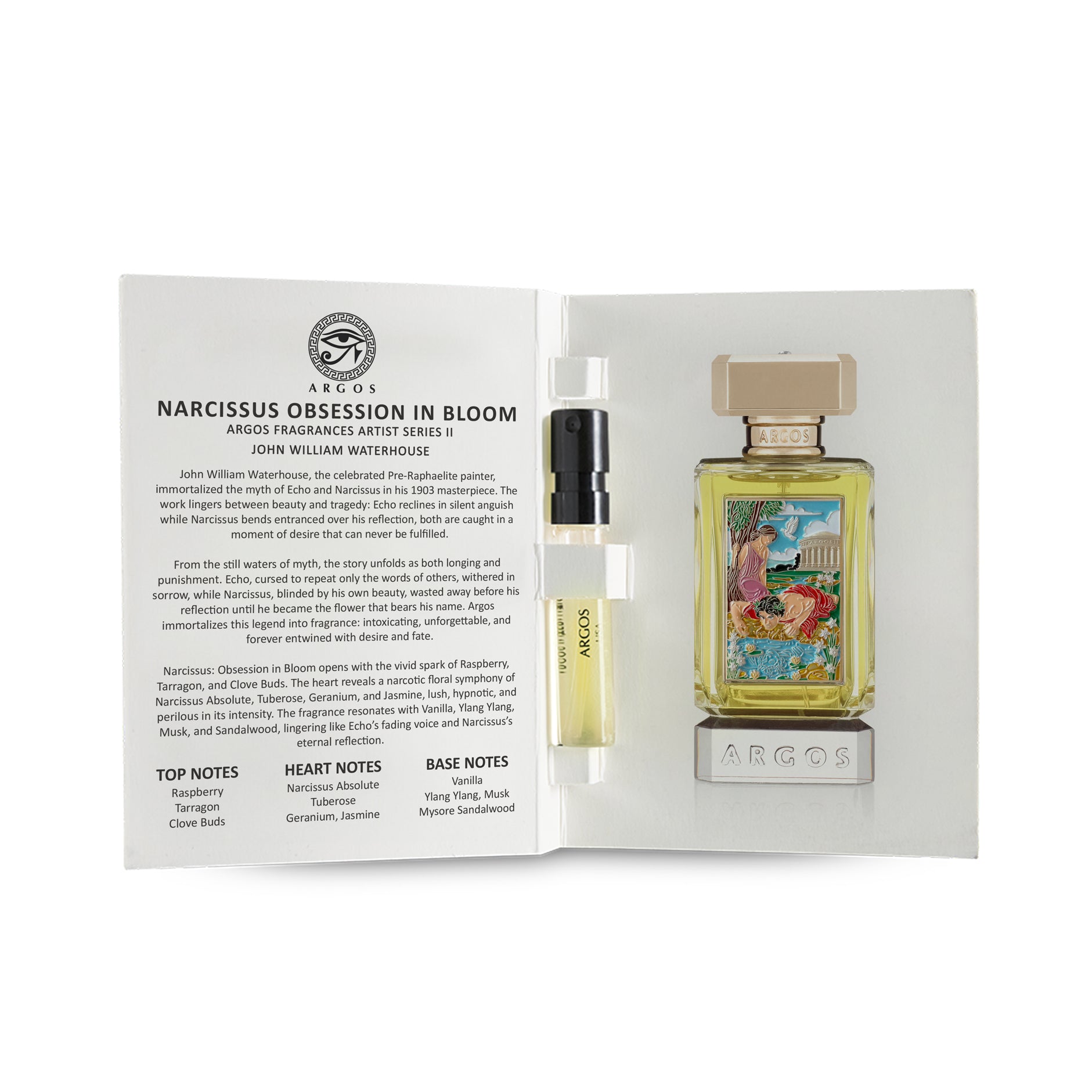 Argos Narcissus Obsession in Bloom perfume set with description on a white background
