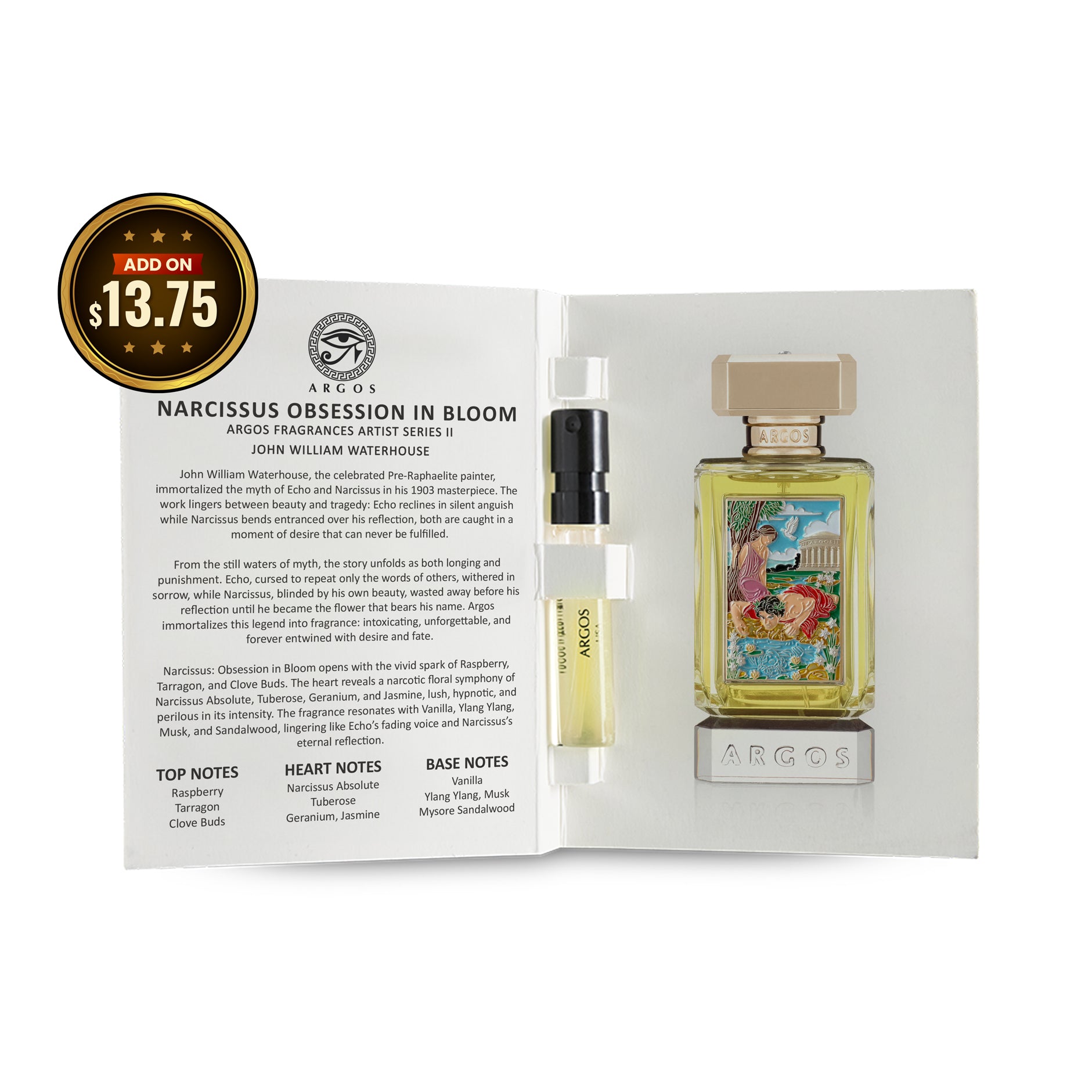 Argos Narcissus Obsession in Bloom perfume set with packaging details on a white background