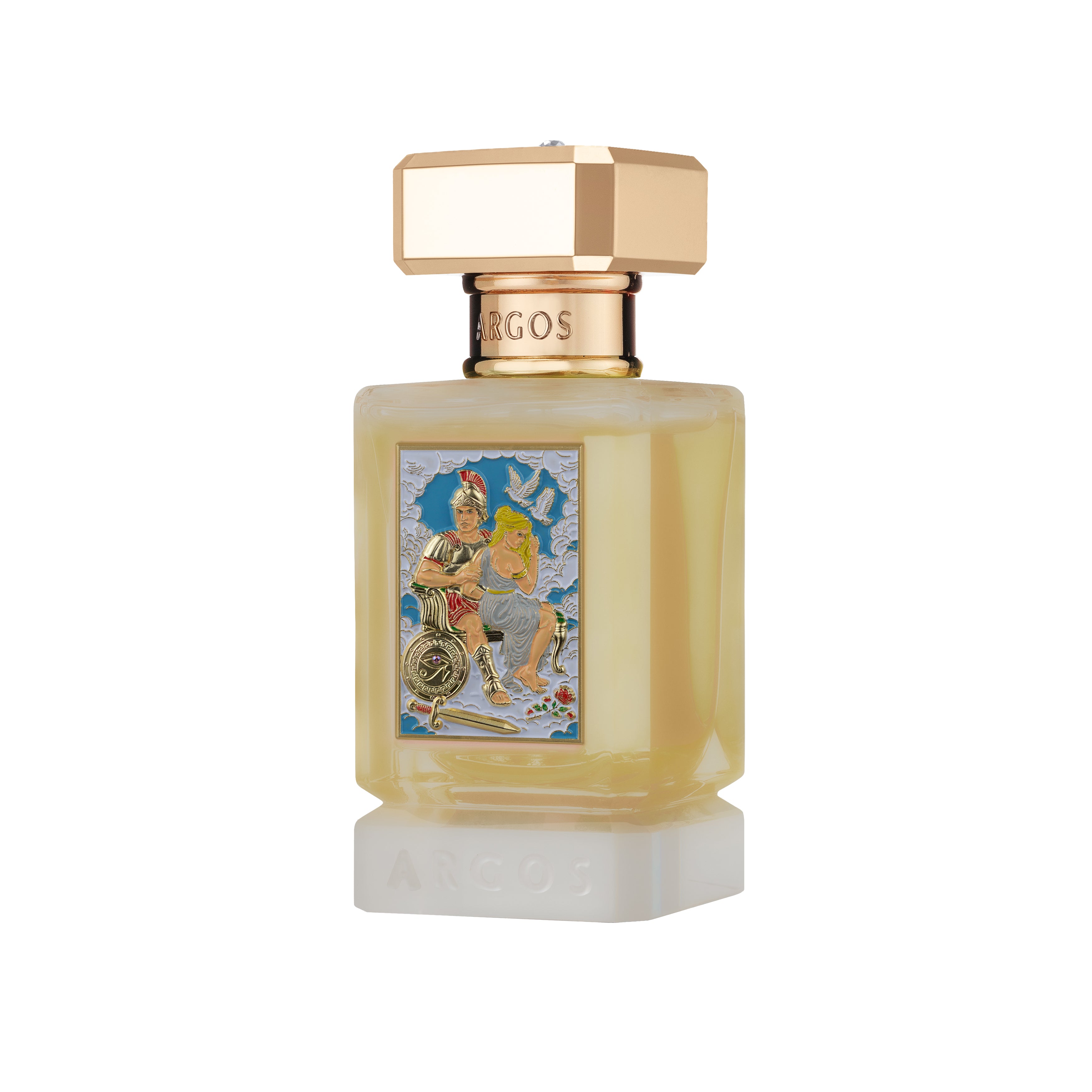 Argos FIRE AND DESIRE VULCAN'S REVENGE Perfume bottle 30ml with decorative label on a white background Right Facing