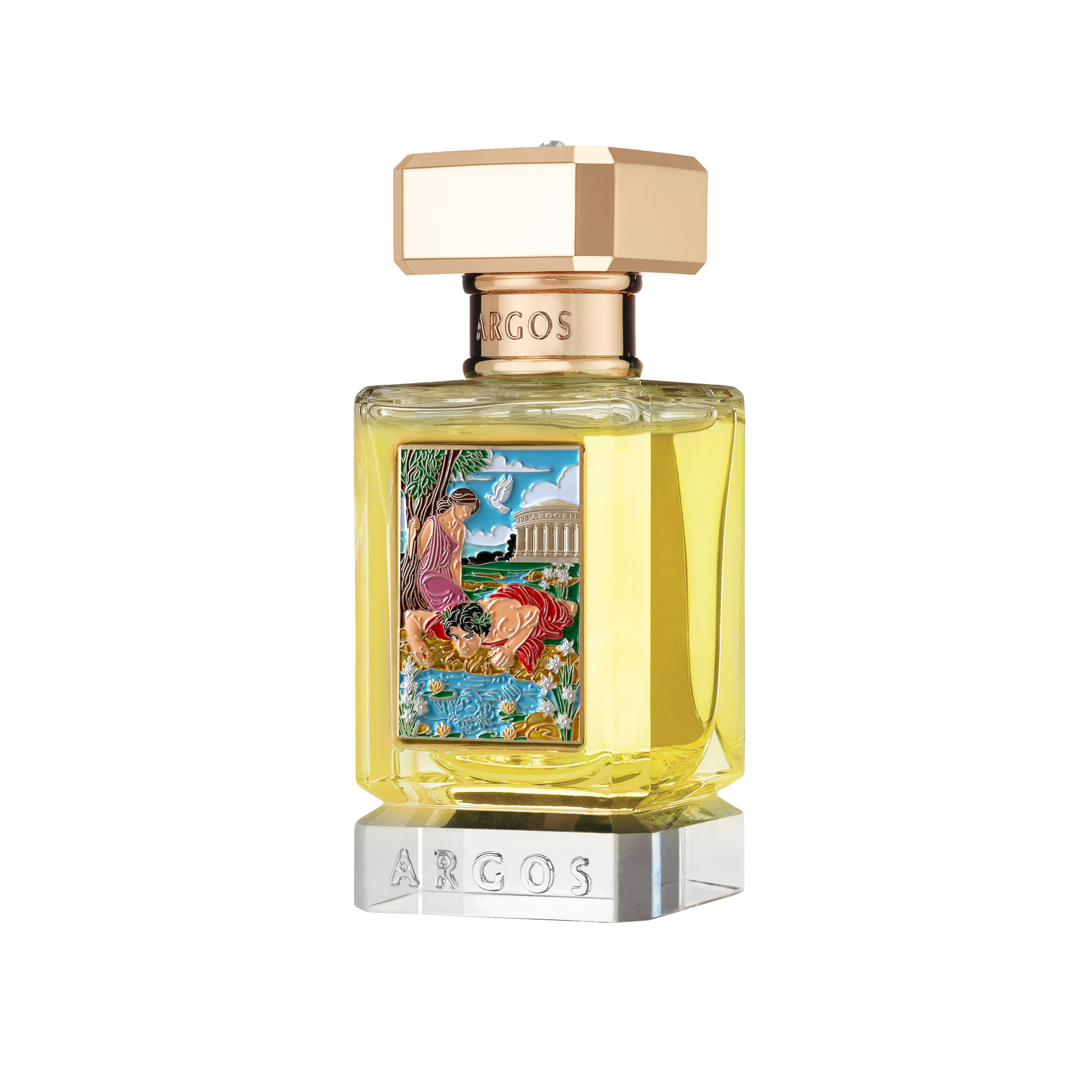 NARCISSUS OBSESSION IN BLOOM Perfume bottle right facing with decorative label on a white background
