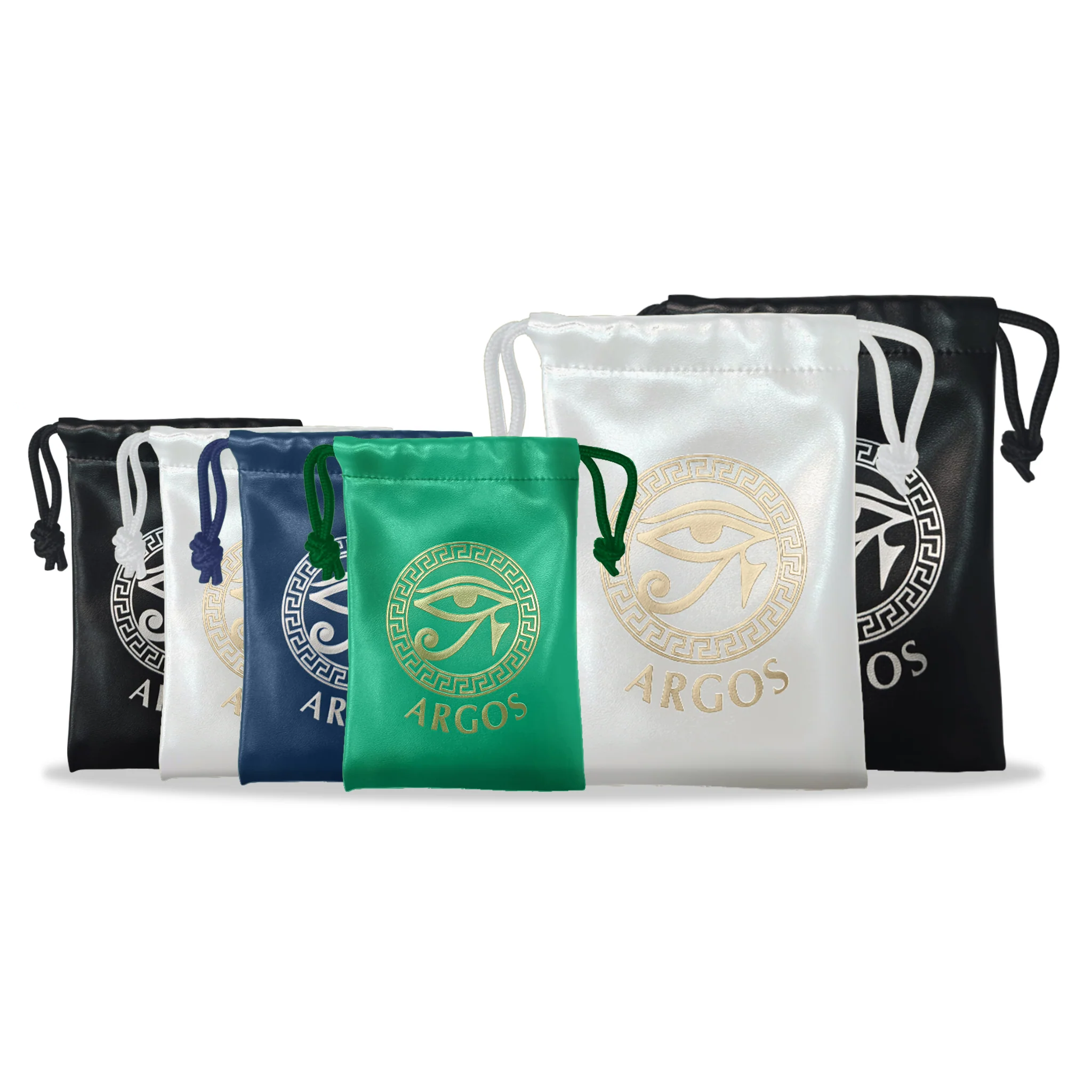 Set of drawstring bags with Argos logo on a white background