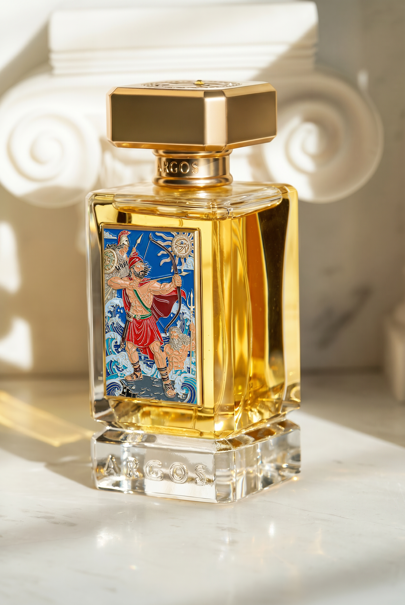 Argos Odyssey The Legend Returns Extrait de Parfum bottle with Odysseus archer artwork label