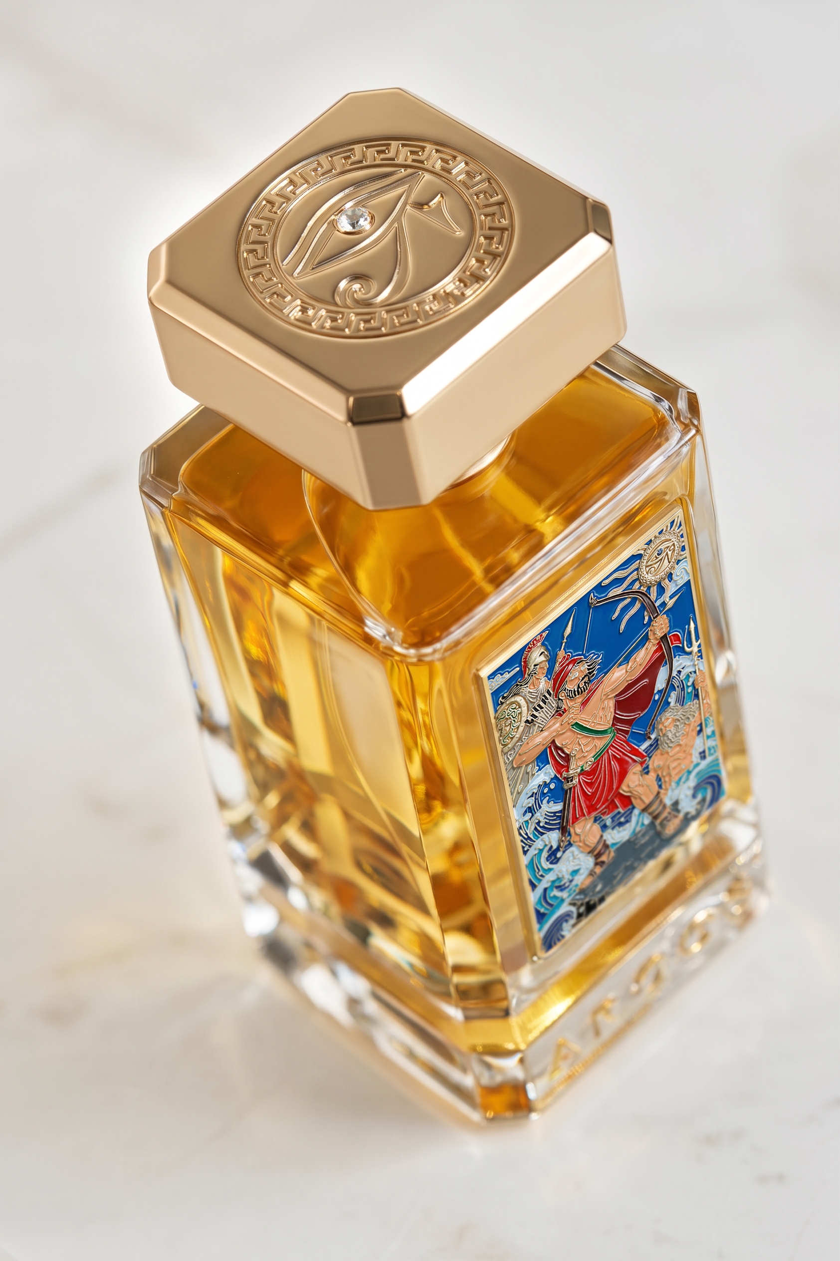 Argos Odyssey The Legend Returns perfume bottle cap with engraved Argos emblem