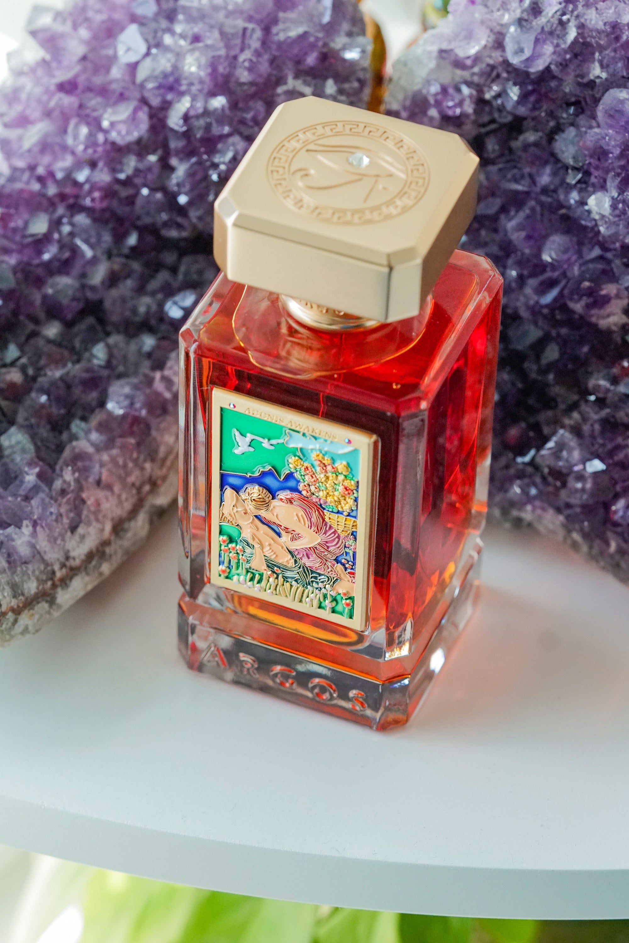 Argos Fragrances Adonis Awakens 100ml Bottle Real Life Image Top Front and Little Right Facing View