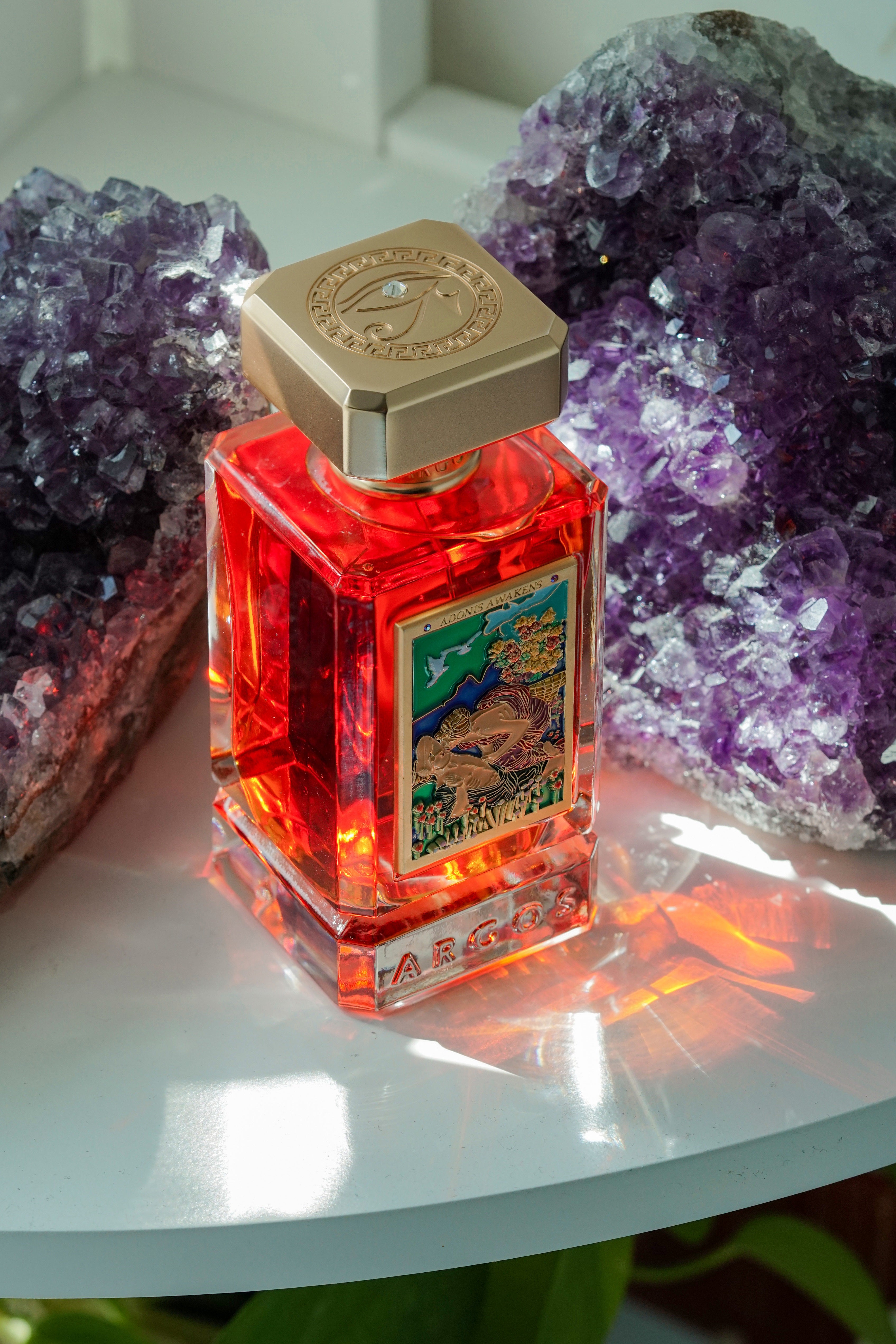 Argos Adonis Awakens 100ml Crystal Bottle Candid Picture Left Facing